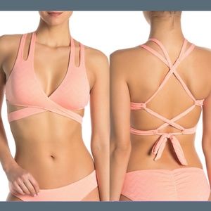 NWT $64 BECCA Surplice Wrap Bikini Top Salmon [ SZ‎ Small ]